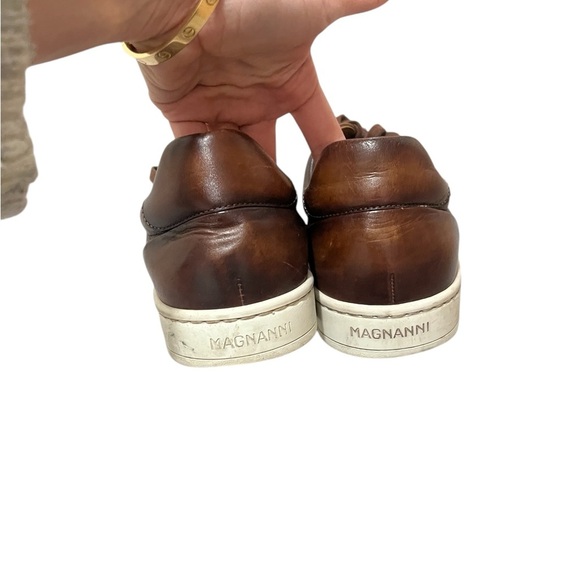 Magnanni men’s brown sneakers size 9 tobacco cognac color, leather, neutral - Picture 4 of 8